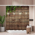 Woutay Lamps Over Wooden Board Shower Curtain | Mold Resistant Polyester
