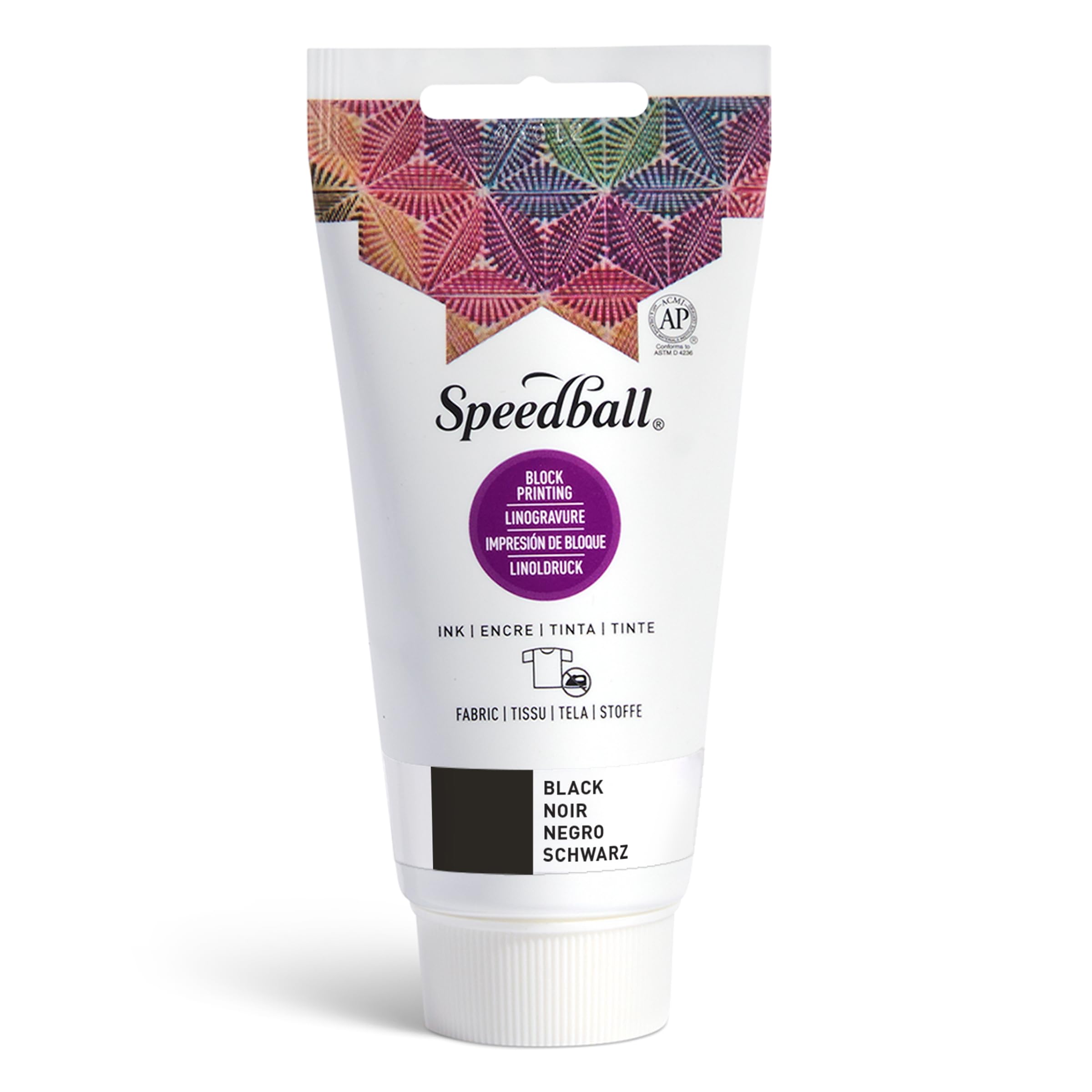Speedball Fabric Block Printing Ink - Black, 75cc (2.5 oz.) Tube