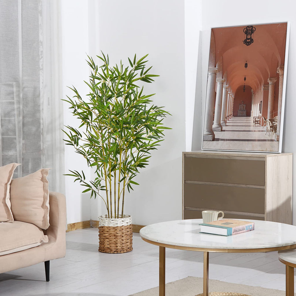 Kazeila 2-Pack Artificial Bamboo Trees | 140cm Faux Plants with Baskets