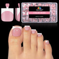 EBANKU 300PCS French Tip Press on Toenails - Pink Square Soft Gel Tips