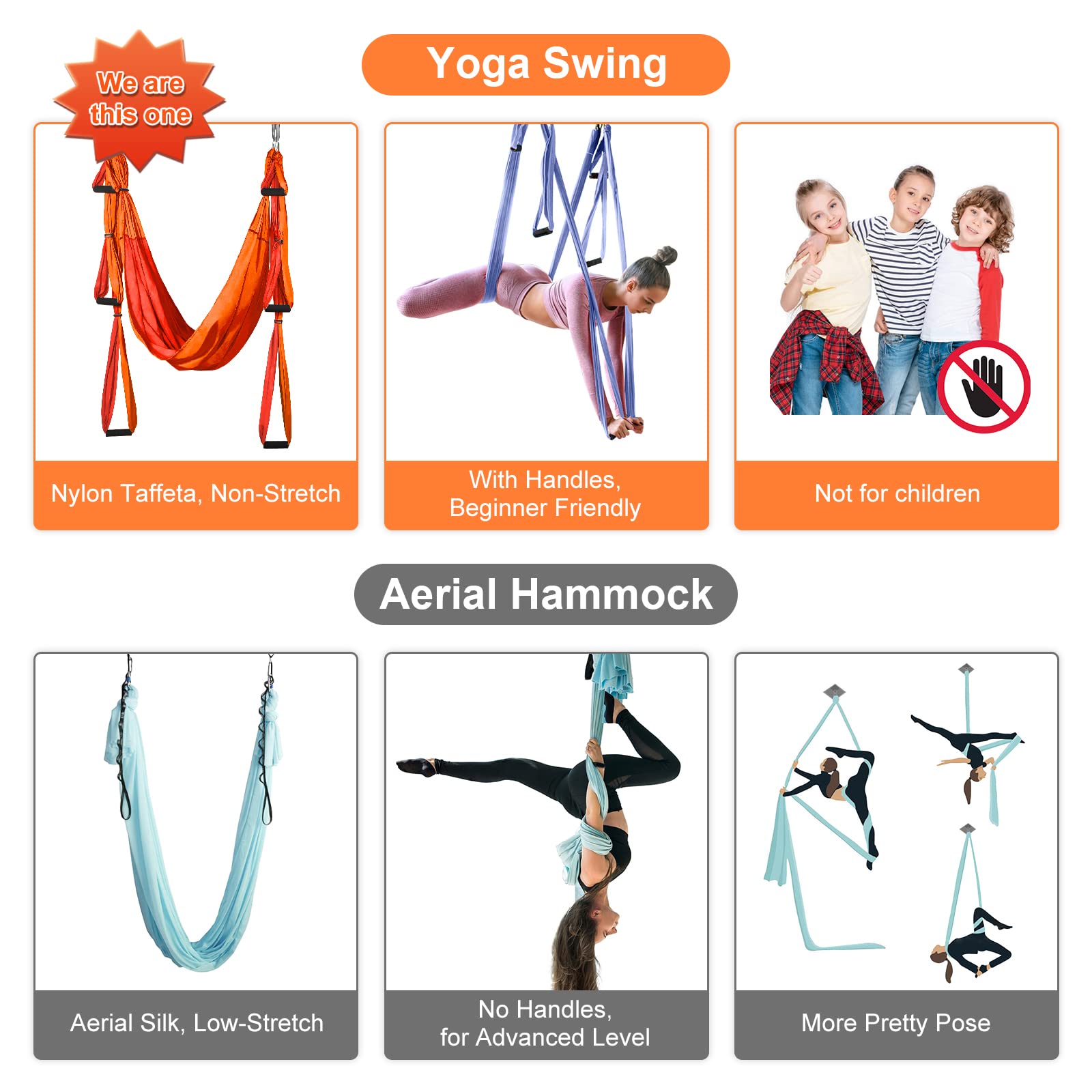 Leogreen Aerial Yoga Swing Set | 660lb Capacity Nylon Hammock Trapeze