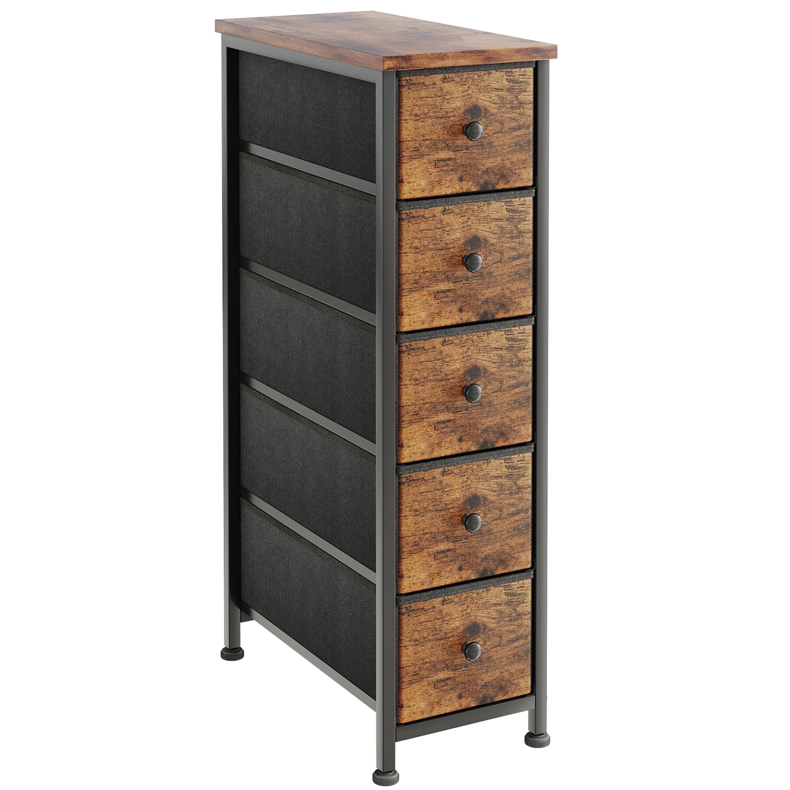 Jolof Store 5-Drawer Narrow Fabric Dresser – Slim Chest of Drawers