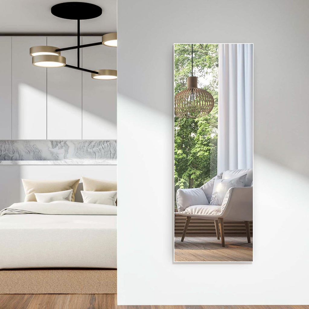 HORLIMER Full Length Mirror | 65x24 White Shatterproof Floor & Wall Mirror