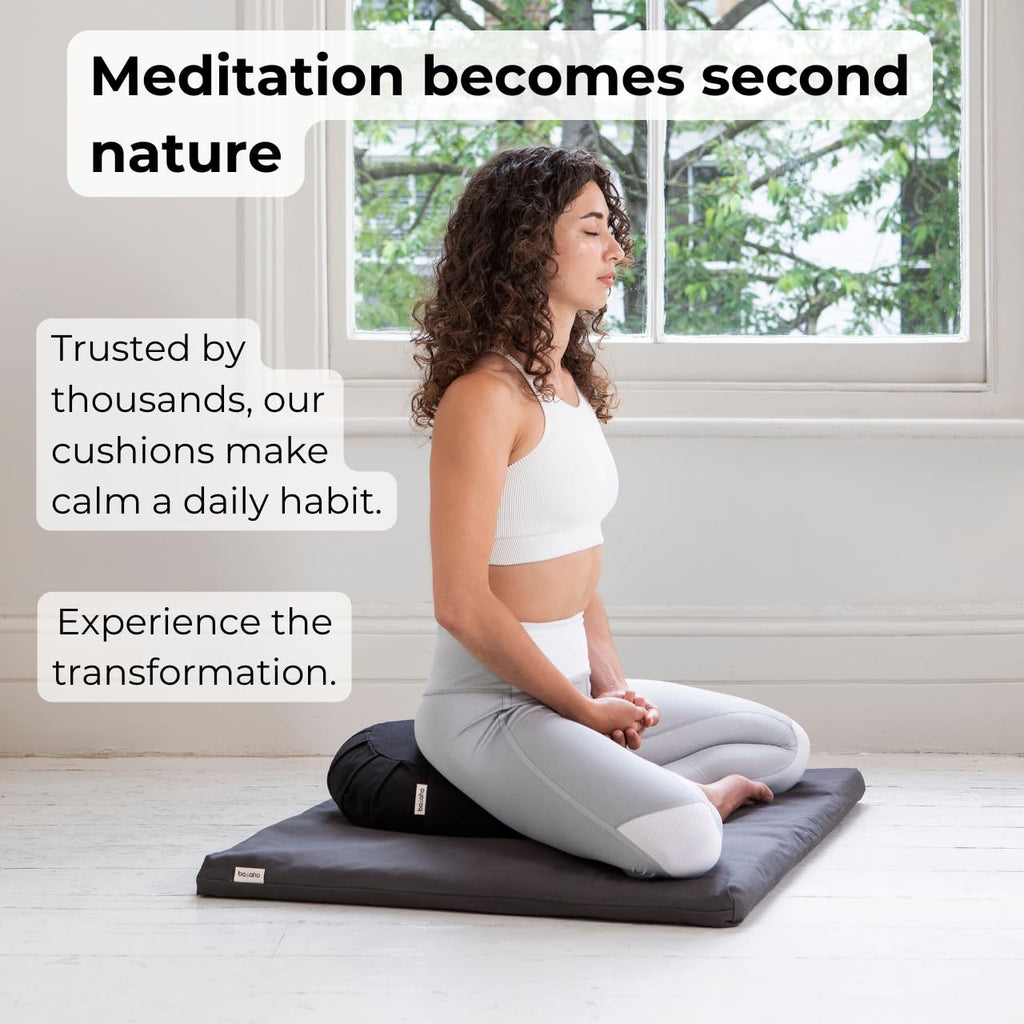 basaho Zafu Meditation Cushion | Organic Cotton Buckwheat - Stone