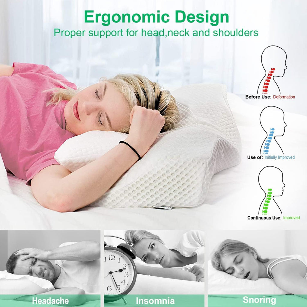 Elviros Cervical Memory Foam Pillow – Orthopedic Neck Support for Pain