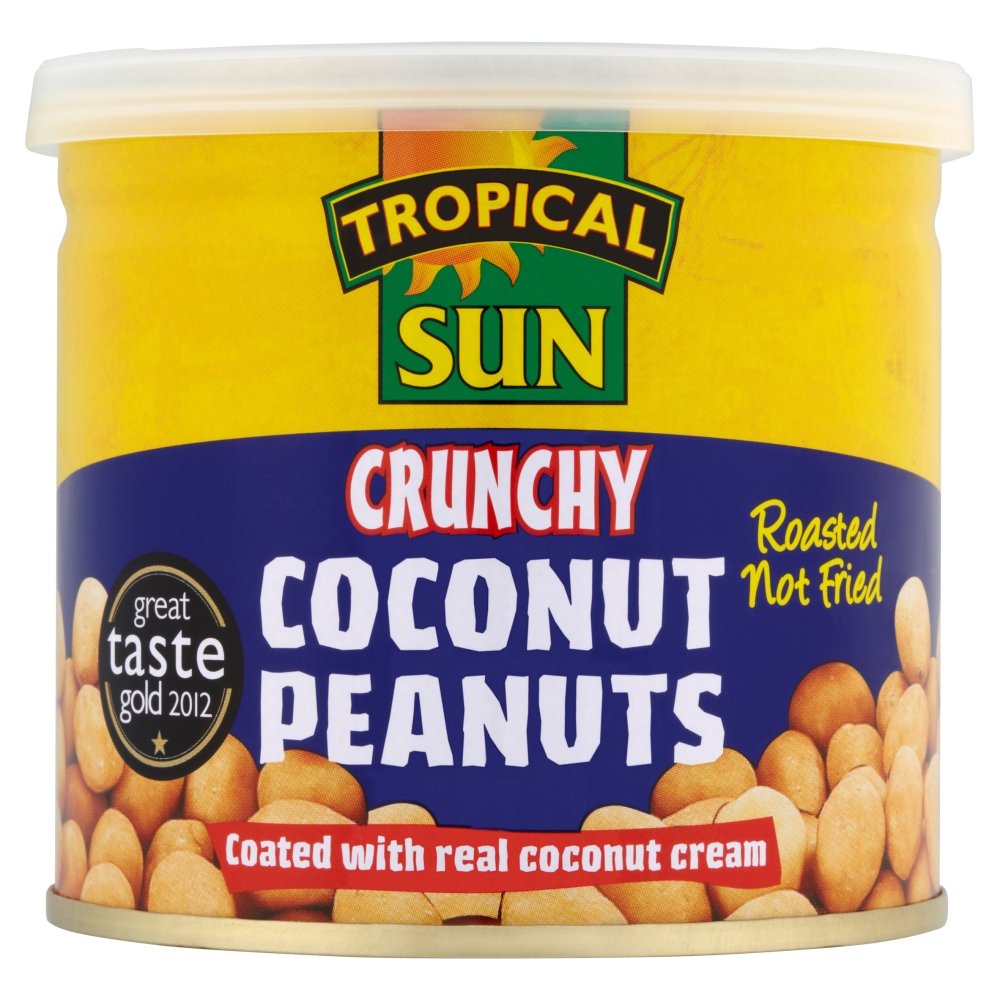 Tropical Sun Crunchy Coconut Peanuts – Roasted Gourmet Snacks, 165g (12 Pack)