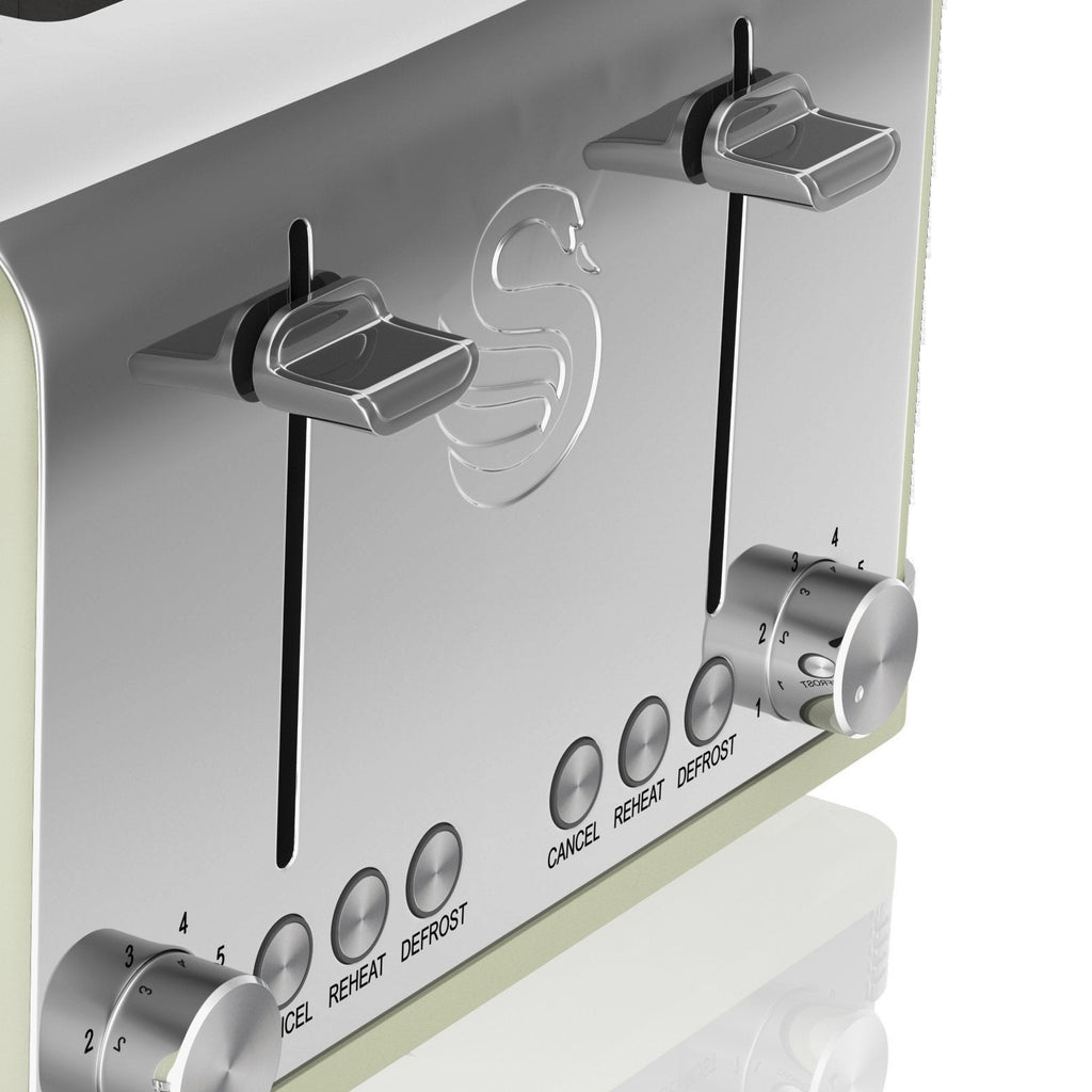 Swan Retro 4-Slice Toaster – 1600W with 6 Browning Levels, Green