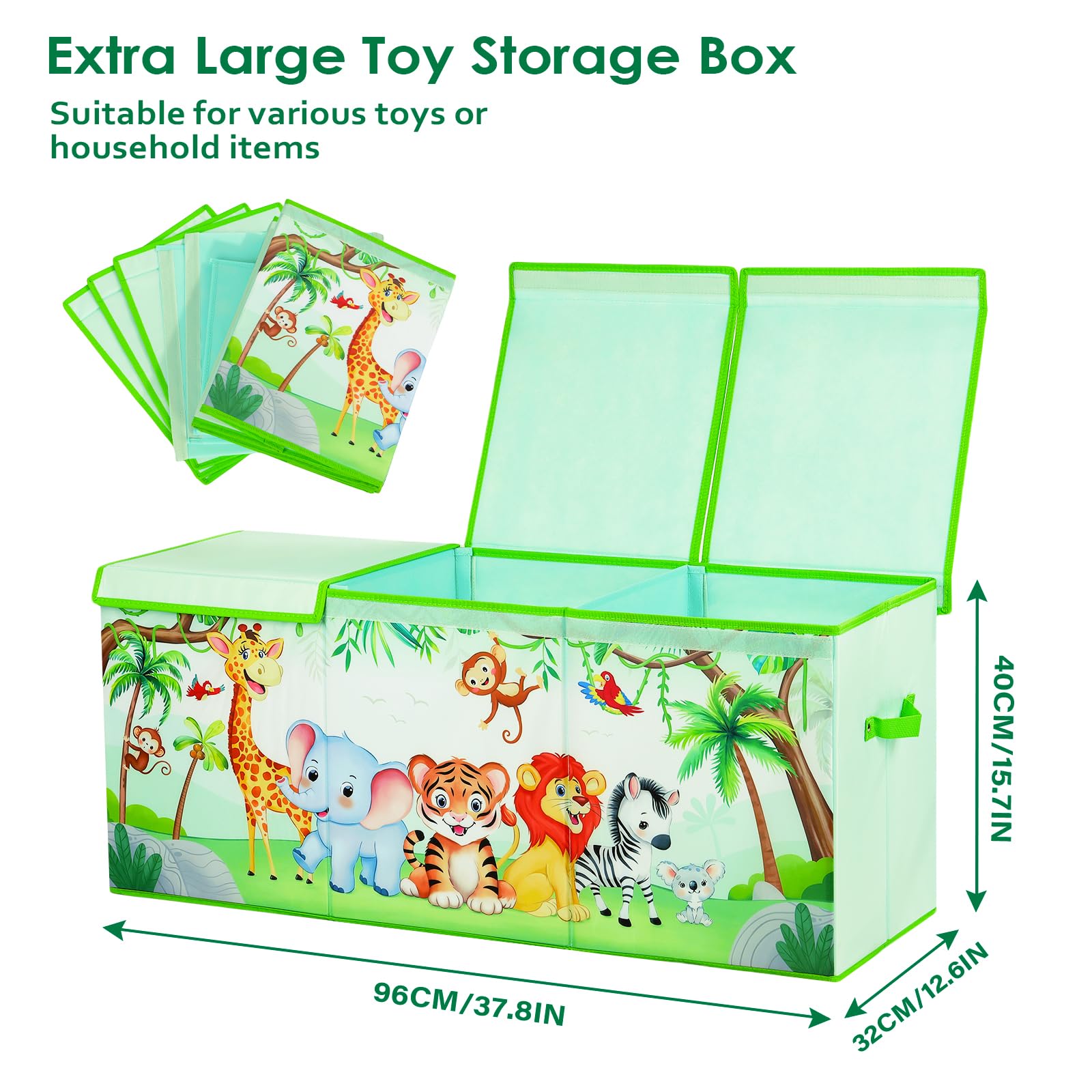 Decalsweet Jungle Animal Extra Large Toy Storage Box – Foldable Oxford Chest