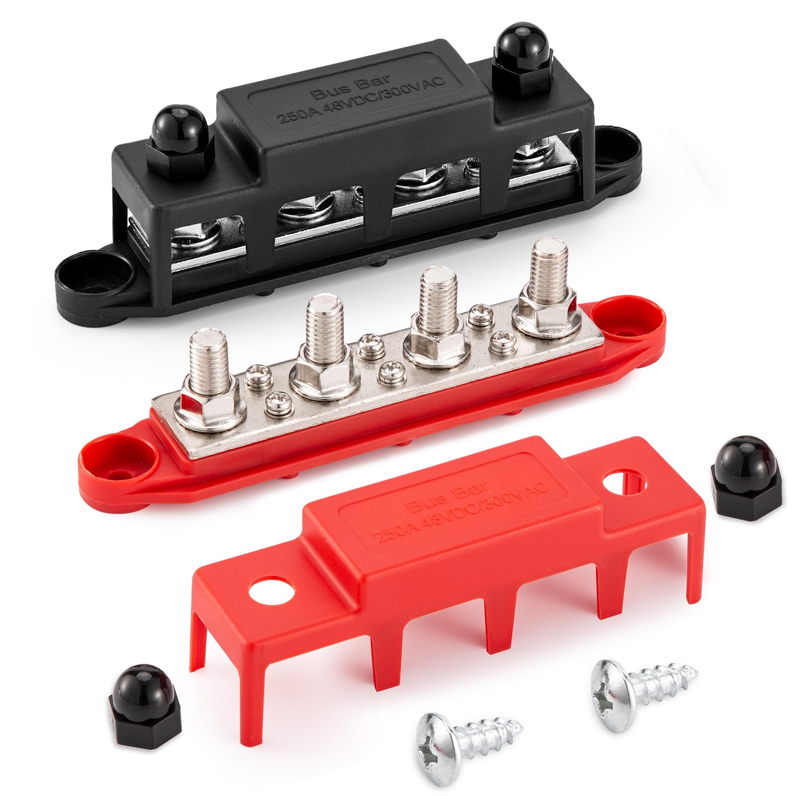 12V 250A Power Distribution Block - 4 x M8 Studs Marine Bus Bar