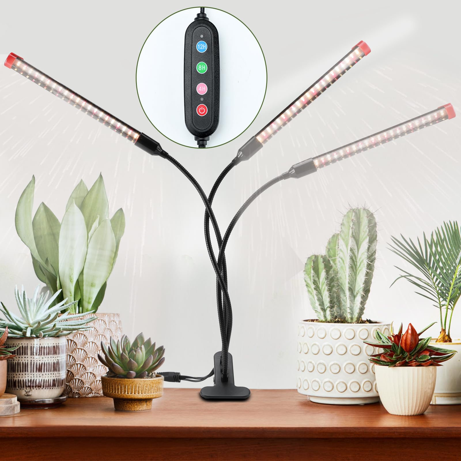 FECiDA 27W LED Clip Grow Light | Full Spectrum 3000LM Lamp with Timer