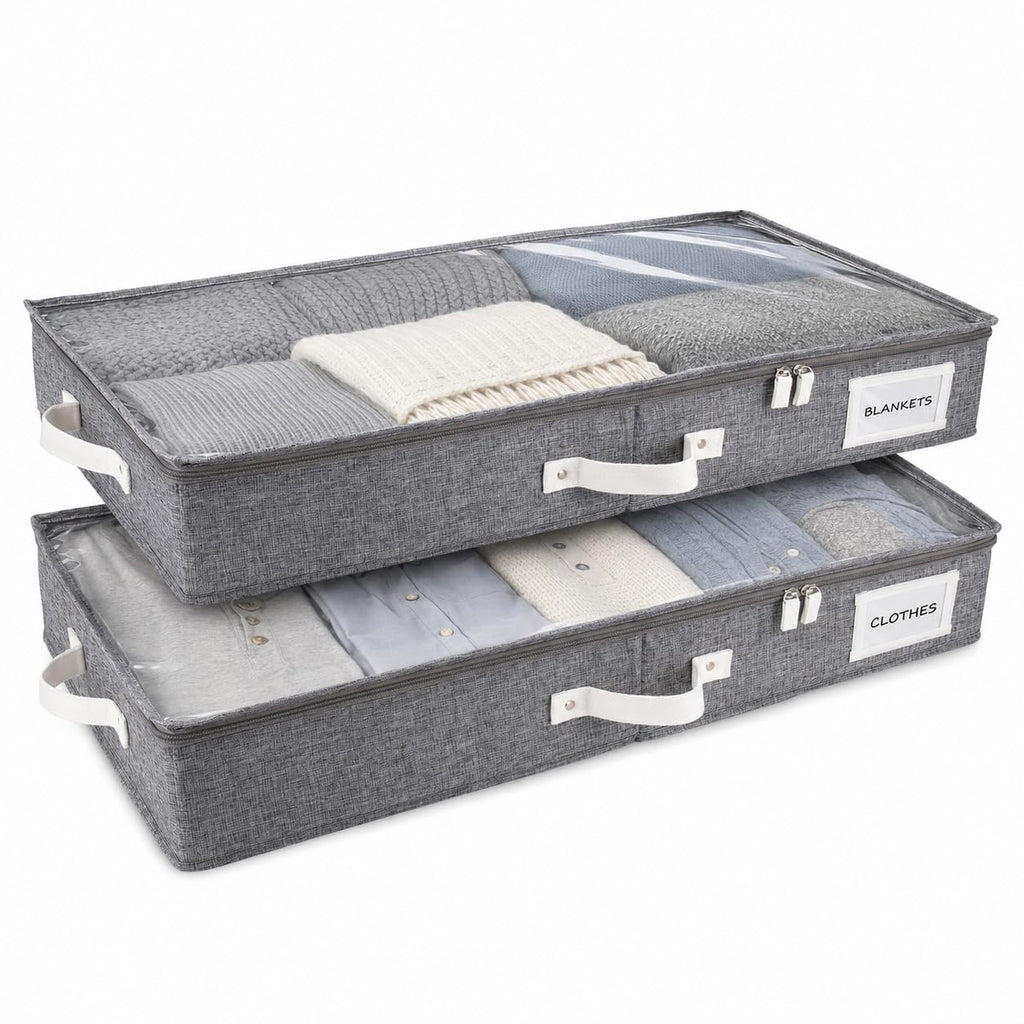 Homelux Theory Low Profile Underbed Storage Boxes, 2 Pack Under Bed Storage Organizer Slim Under Sofa Storage Box with Containers and Lids - image 1