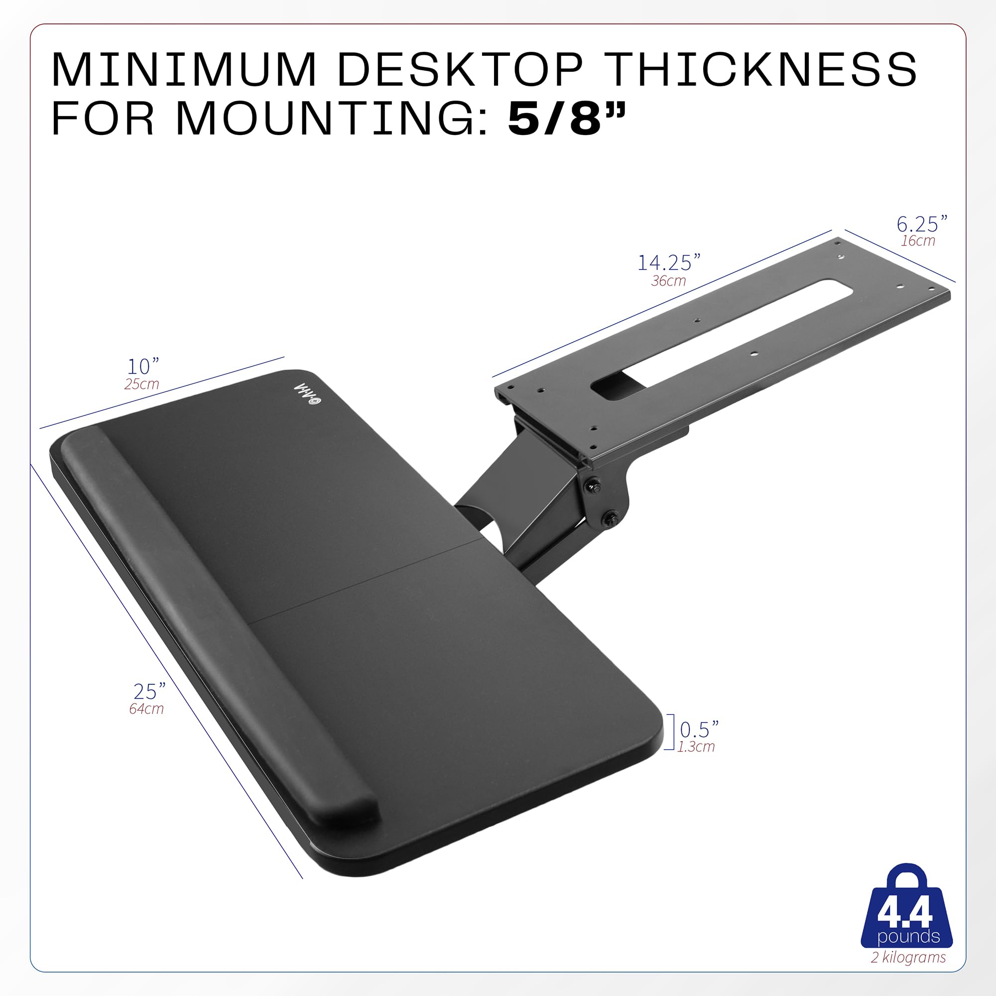 VIVO Ergonomic Under Desk Keyboard Tray - Adjustable Mouse Platform