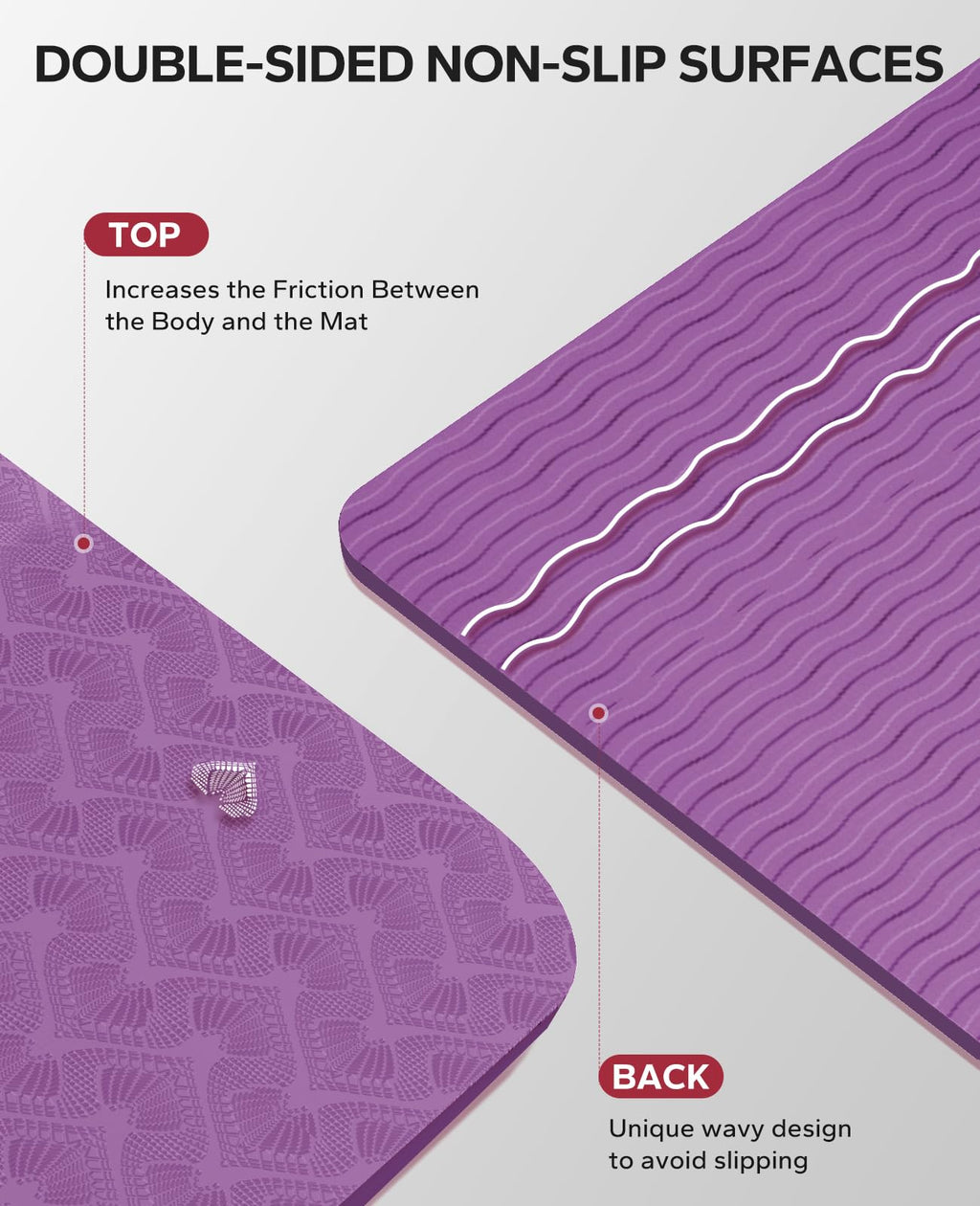 HAPBEAR Extra Large Yoga Mat - 6mm Thick Non-Slip TPE Exercise Mat