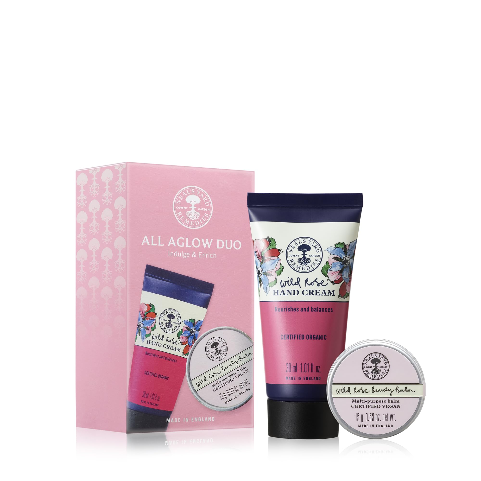 Neal's Yard Remedies All Aglow Wild Rose Beauty Balm & Hand Cream Set