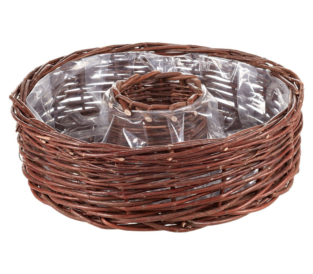 Dehner Wicker Plant Ring – Natural Willow Basket with Film, 40cm
