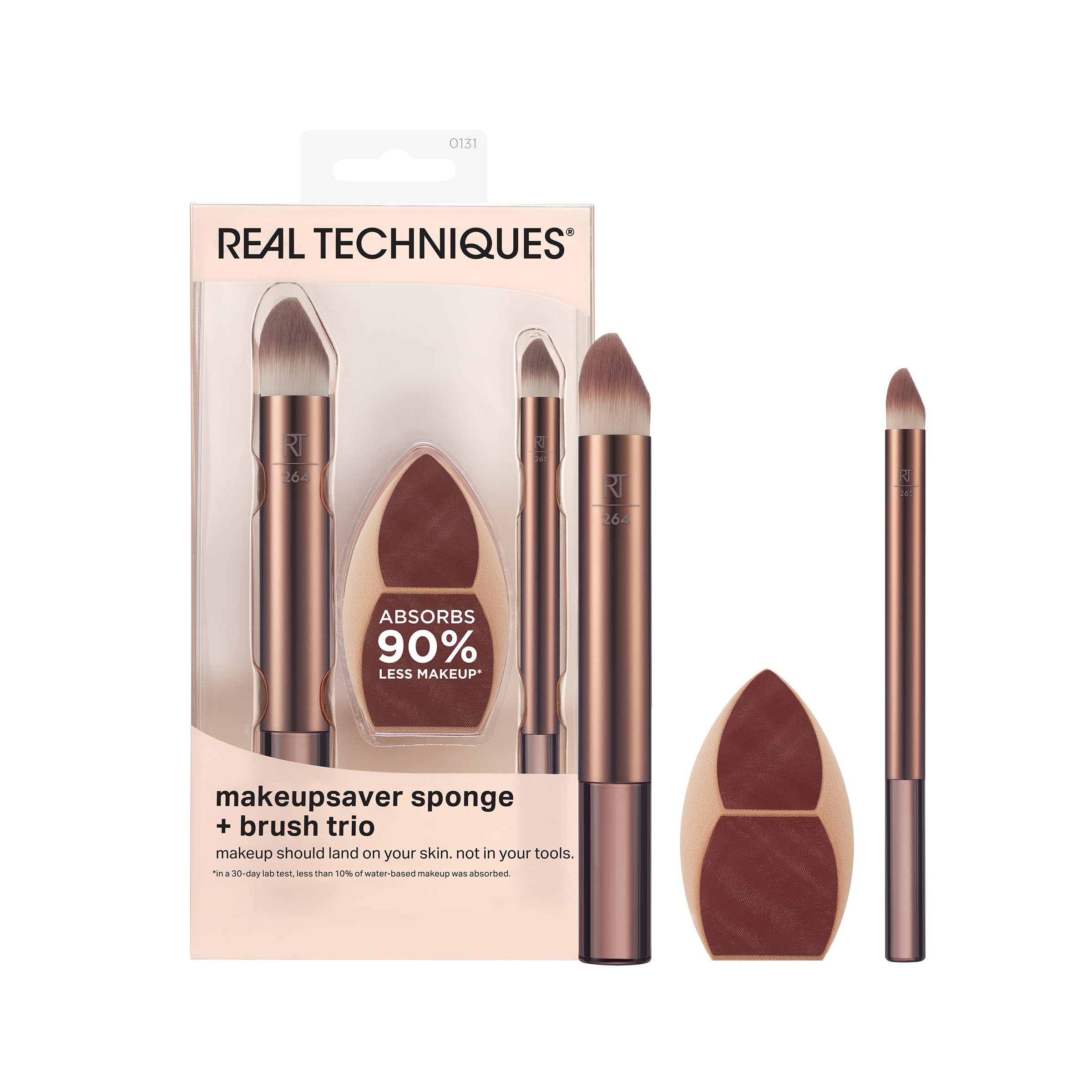 Real Techniques Makeupsaver Sponge & Brush Trio | 3-Piece Makeup Set