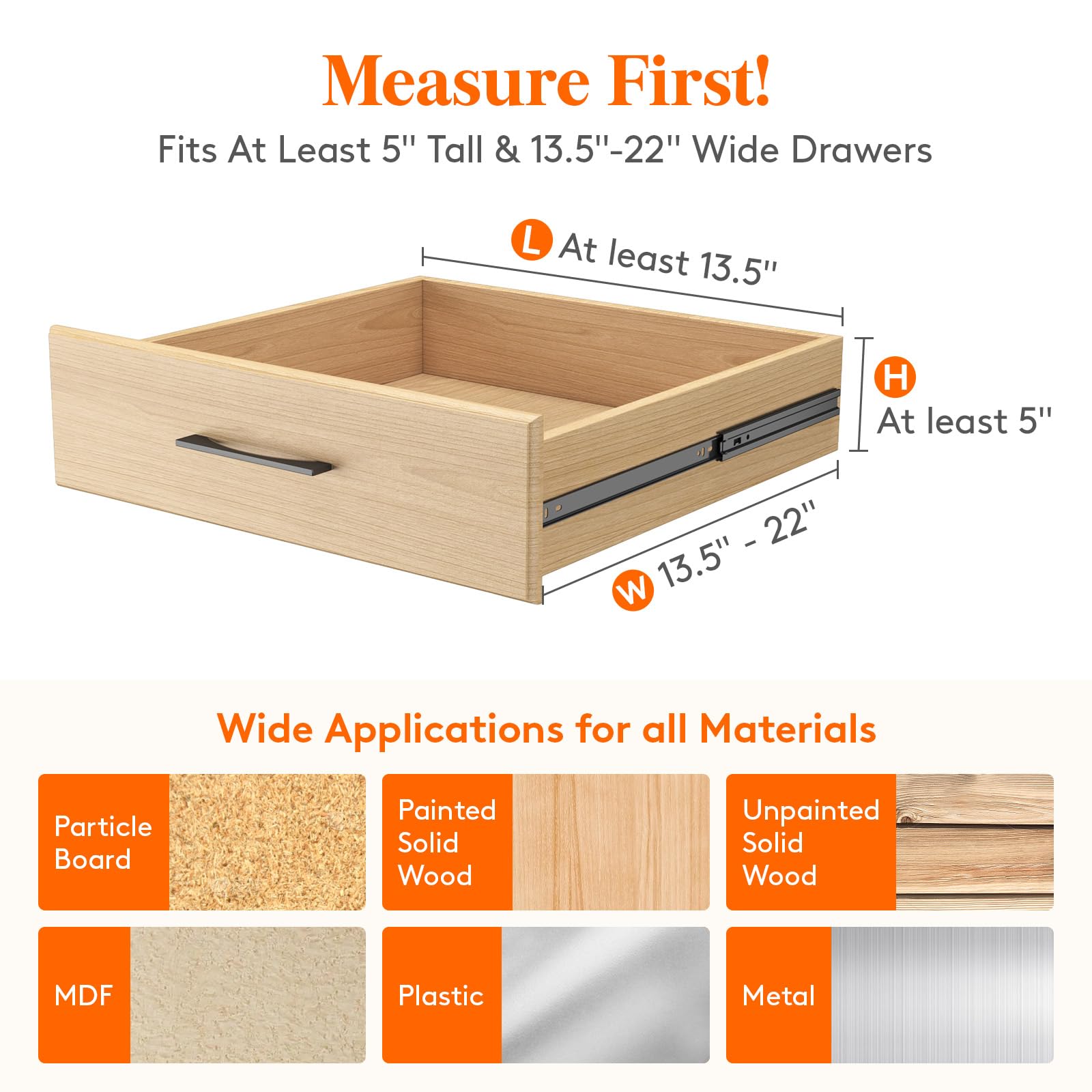 Lifewit 8 Pack Adjustable Drawer Dividers | 13.5-22" Expandable Organizers