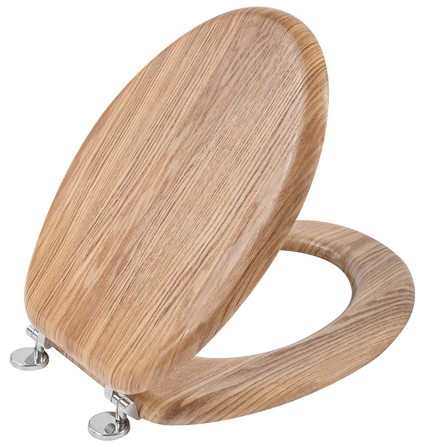 Solid Oak Wooden Toilet Seat – Antibacterial & Non-Slip