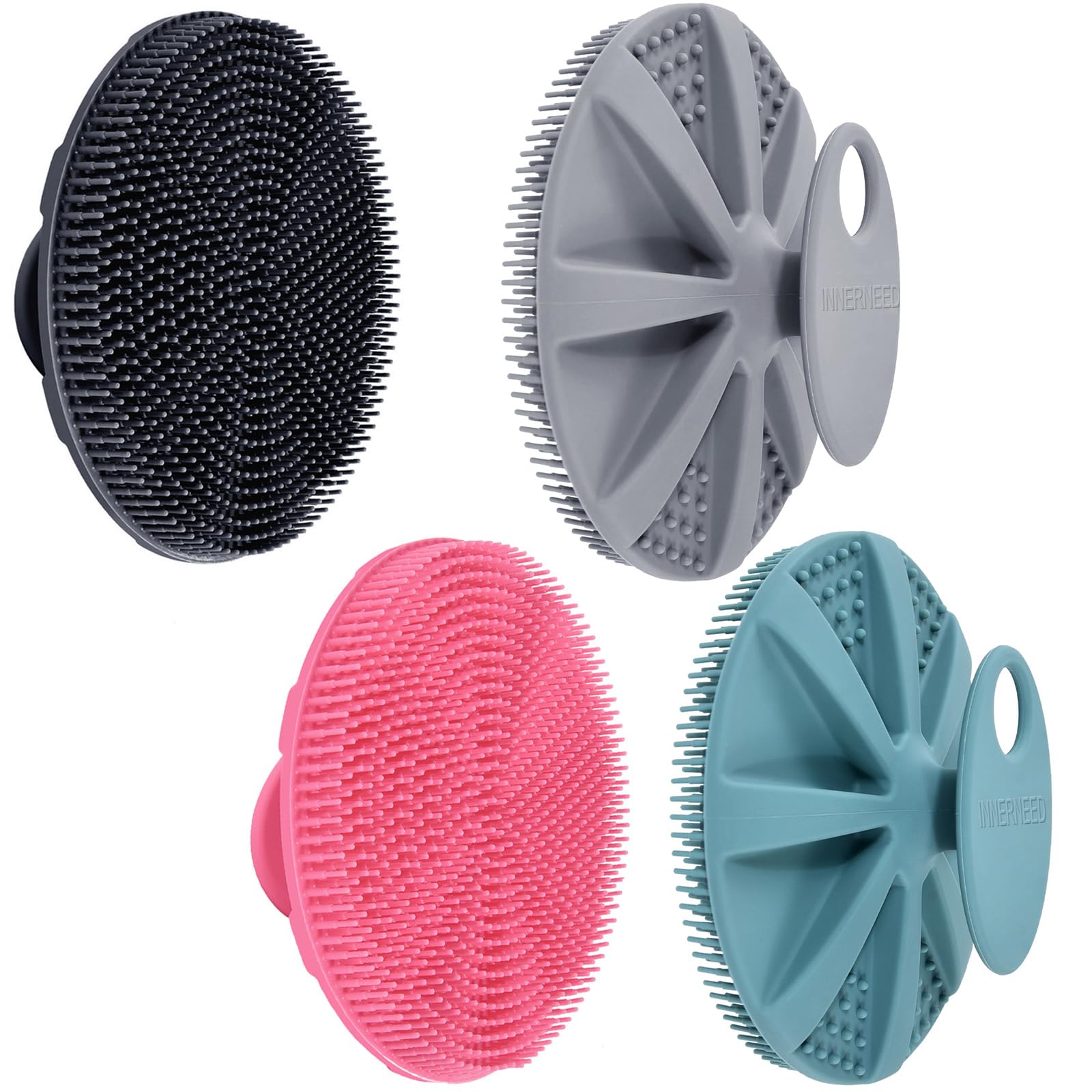 INNERNEED Silicone Body Scrubber – Food-Grade Exfoliating Brush (4 Pack)