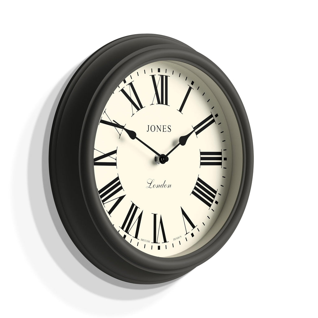 Jones Clocks Venetian Wall Clock – 30cm Dark Grey Roman Numeral Clock