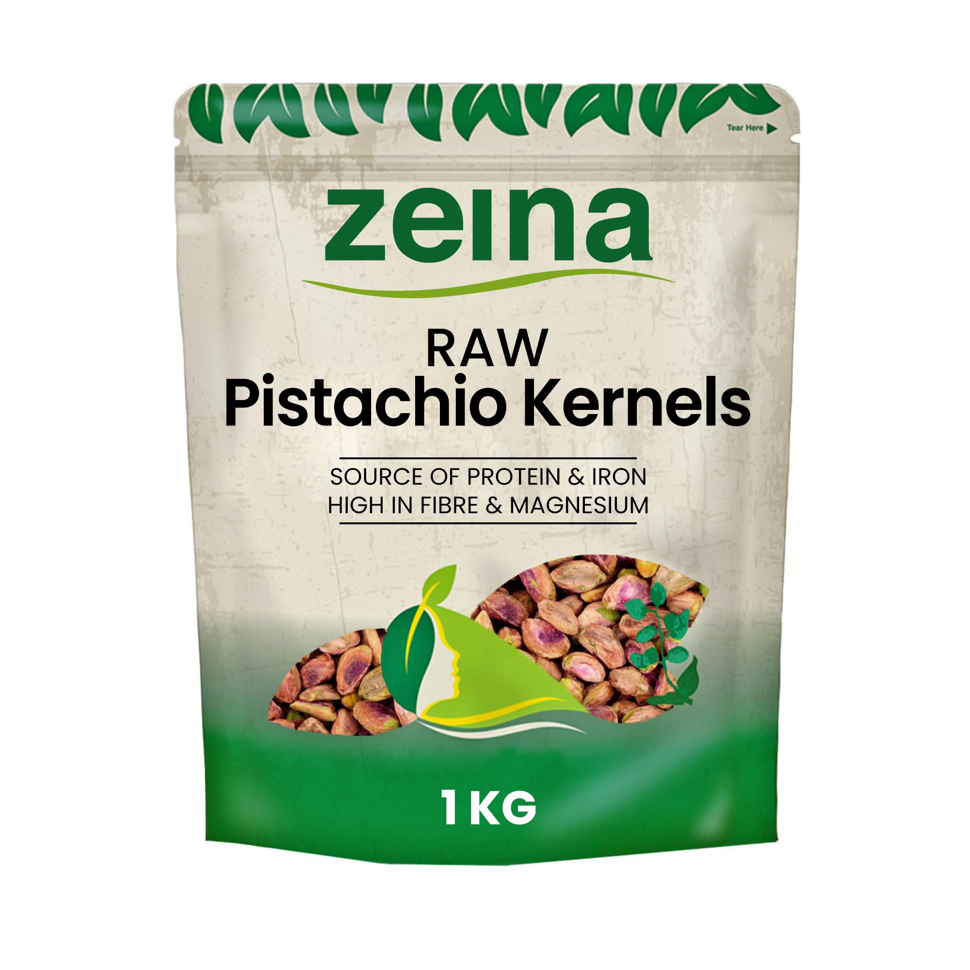 Zeina Raw Pistachio Kernels (1kg) – Whole Vegan Nuts for Baking