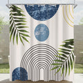 Lerores Blue Leaves Shower Curtain – Anti-Mould Waterproof Polyester