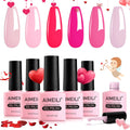 AIMEILI Hema-Free Gel Nail Polish Set - 6pcs Pink Series Soak-Off Kit