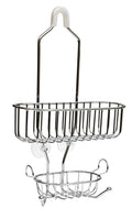 Amtido Hanging Shower Caddy - Chrome Bathroom Organizer Rack with Suction