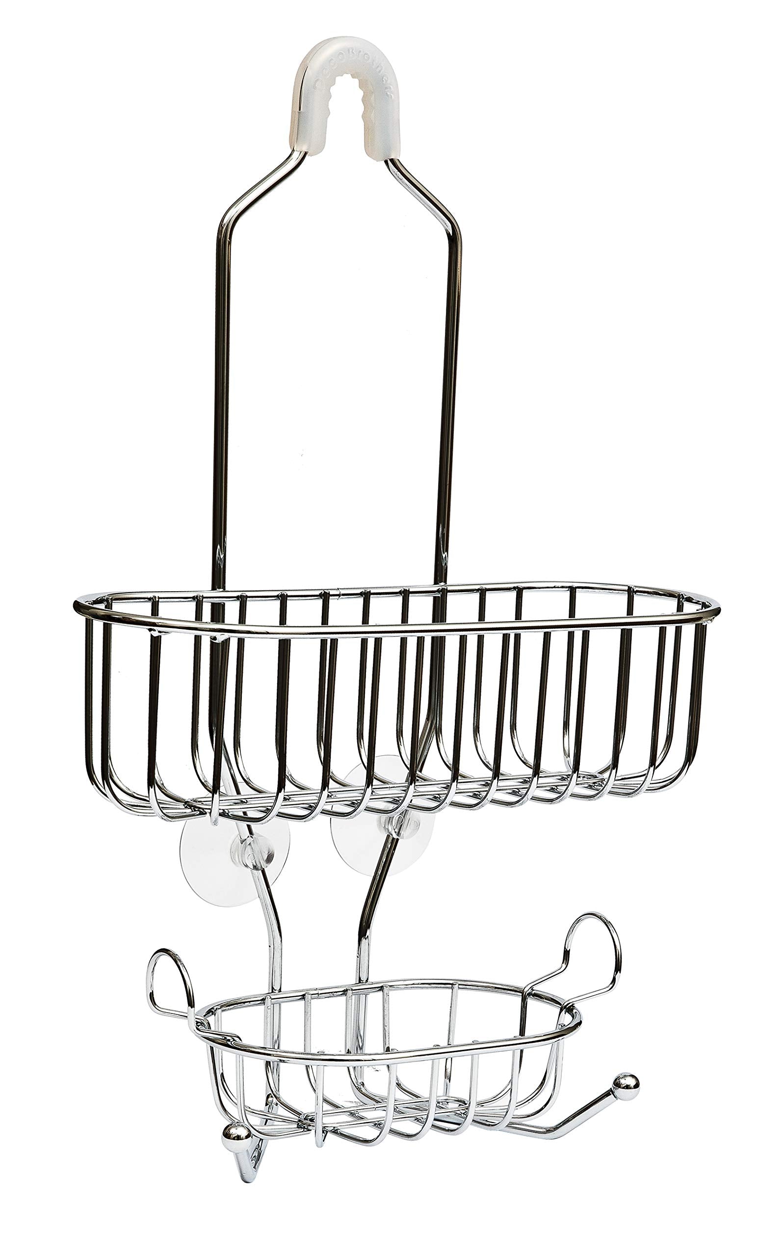 Amtido Hanging Shower Caddy - Chrome Bathroom Organizer Rack with Suction