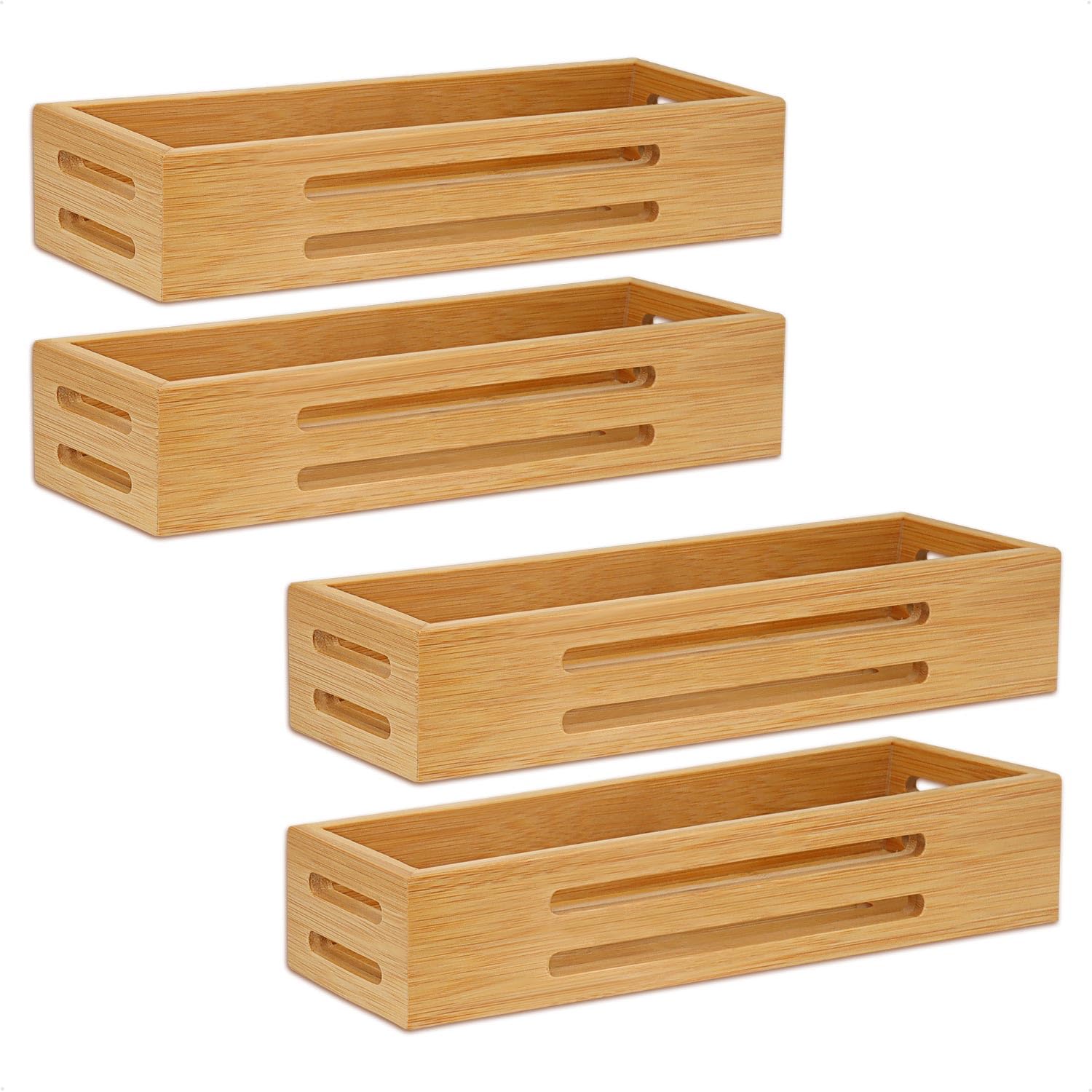 SAUNNIHEN Bamboo Spice Rack Organiser - 4 Pack Wall Mounted Storage