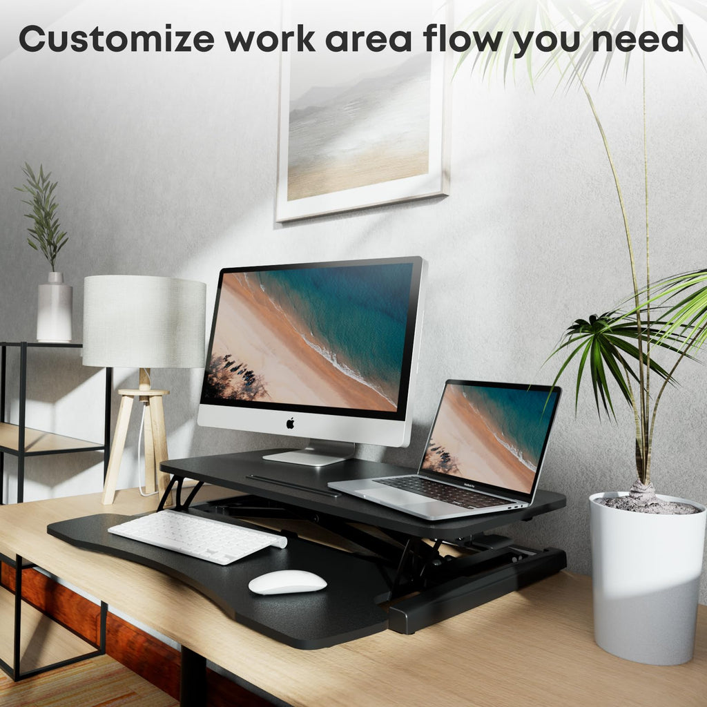PUTORSEN 32" Standing Desk Converter – Ergonomic Sit Stand Riser with Tray
