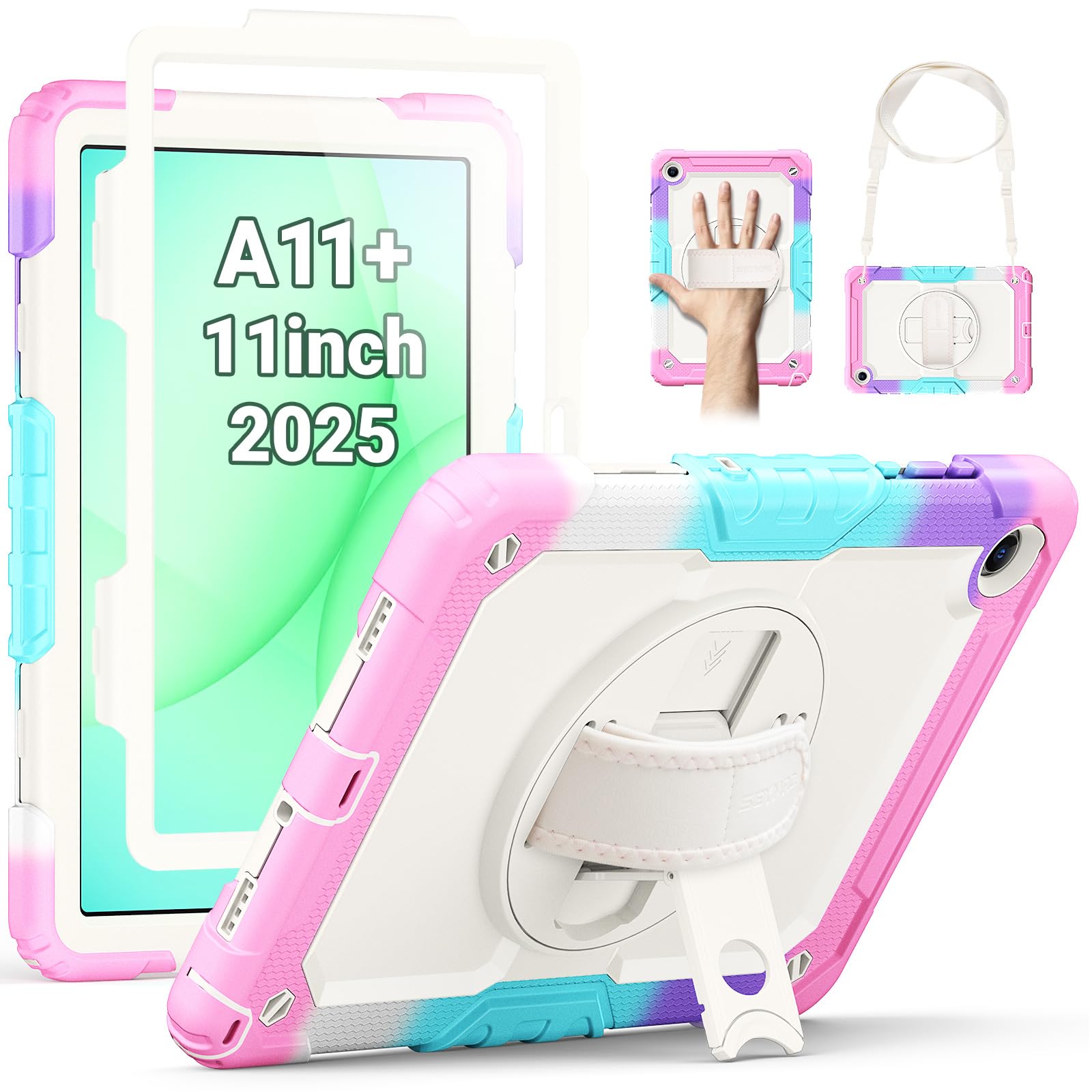 SEYMAC Samsung Galaxy Tab A11 Plus Case - Kids Shockproof Cover with Stand
