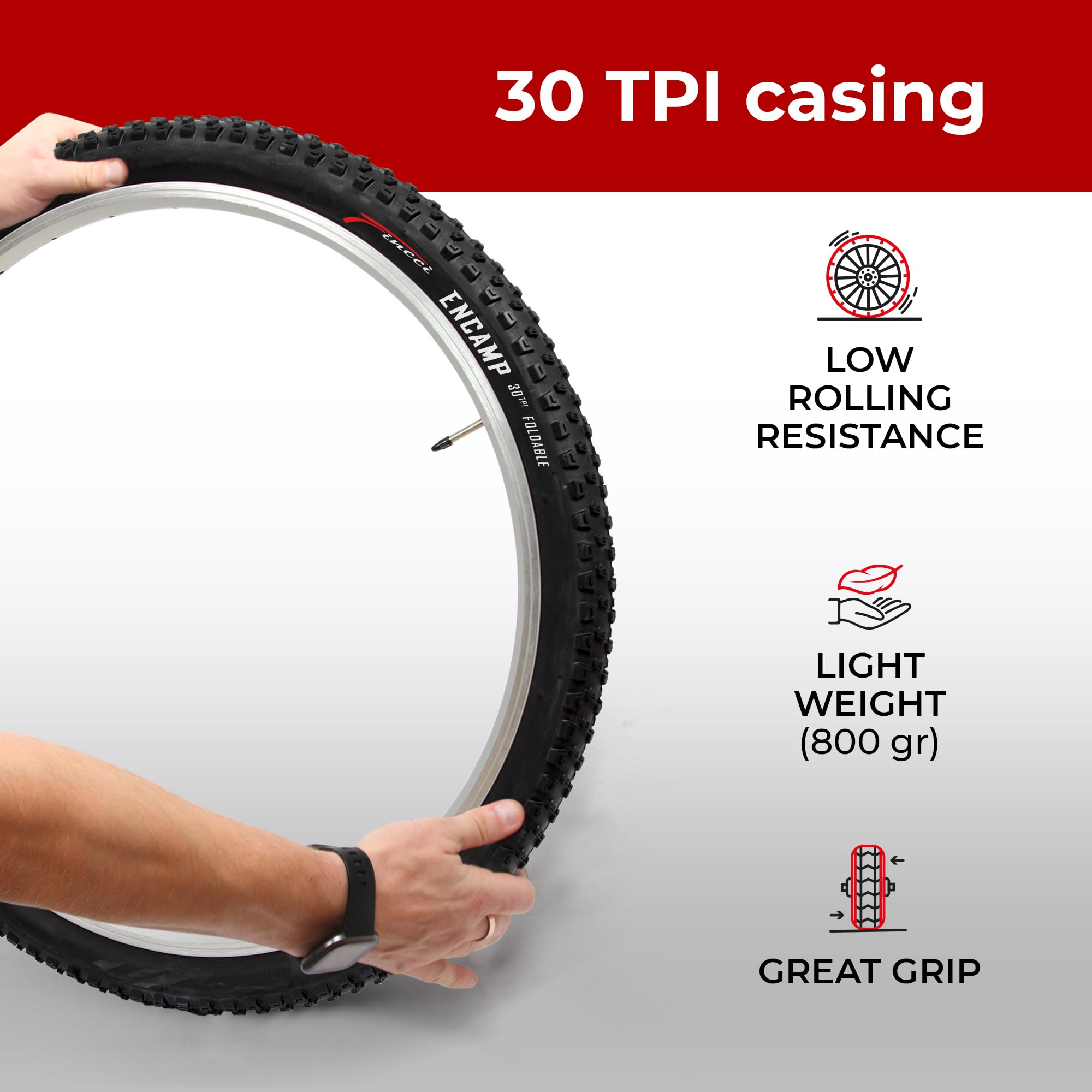 Fincci Encamp 26 x 2.25 Inch Foldable MTB Bike Tyres - Puncture Proof (Pair)