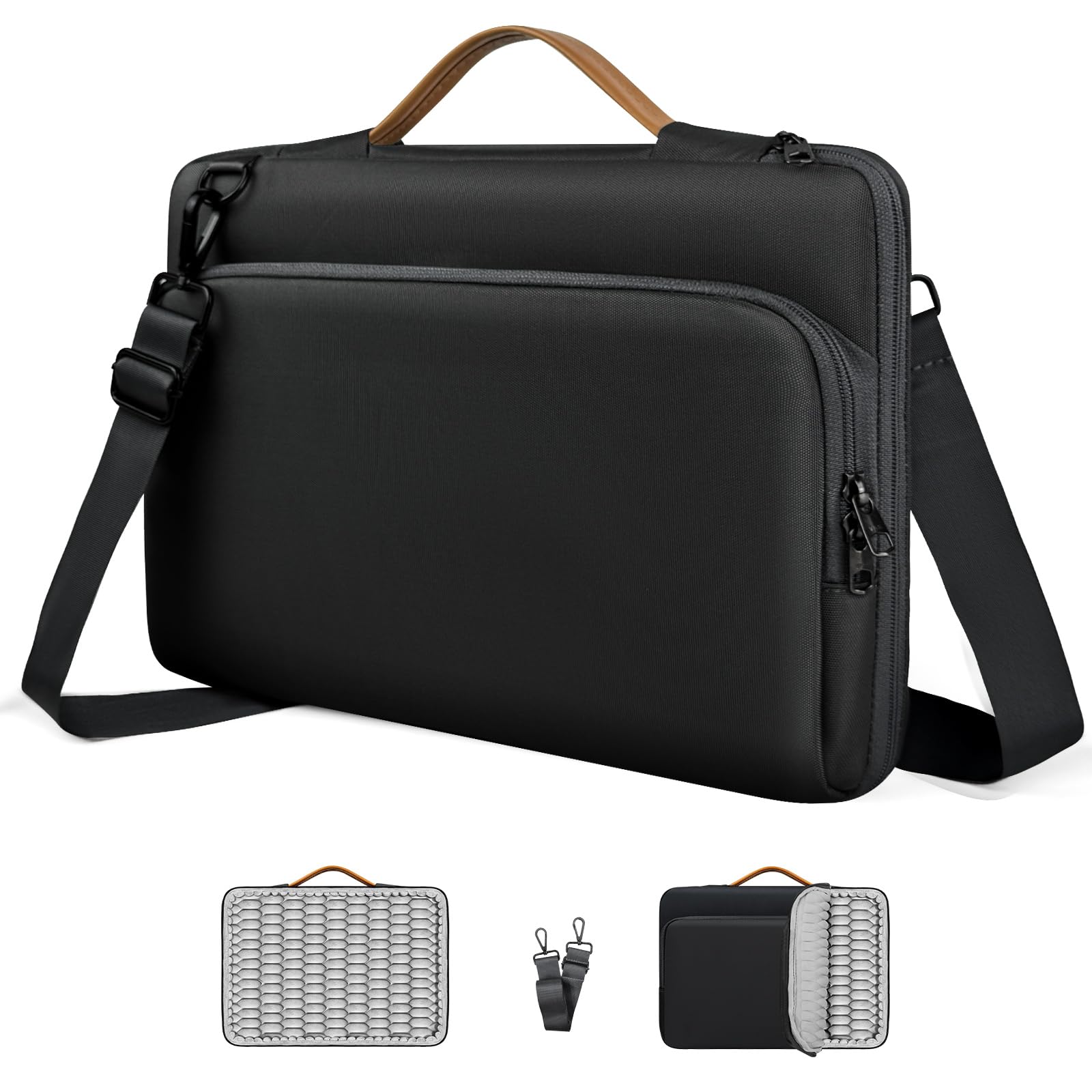 NIMOSA 15.6 Inch Laptop Bag – Water Resistant Protective Sleeve, Black