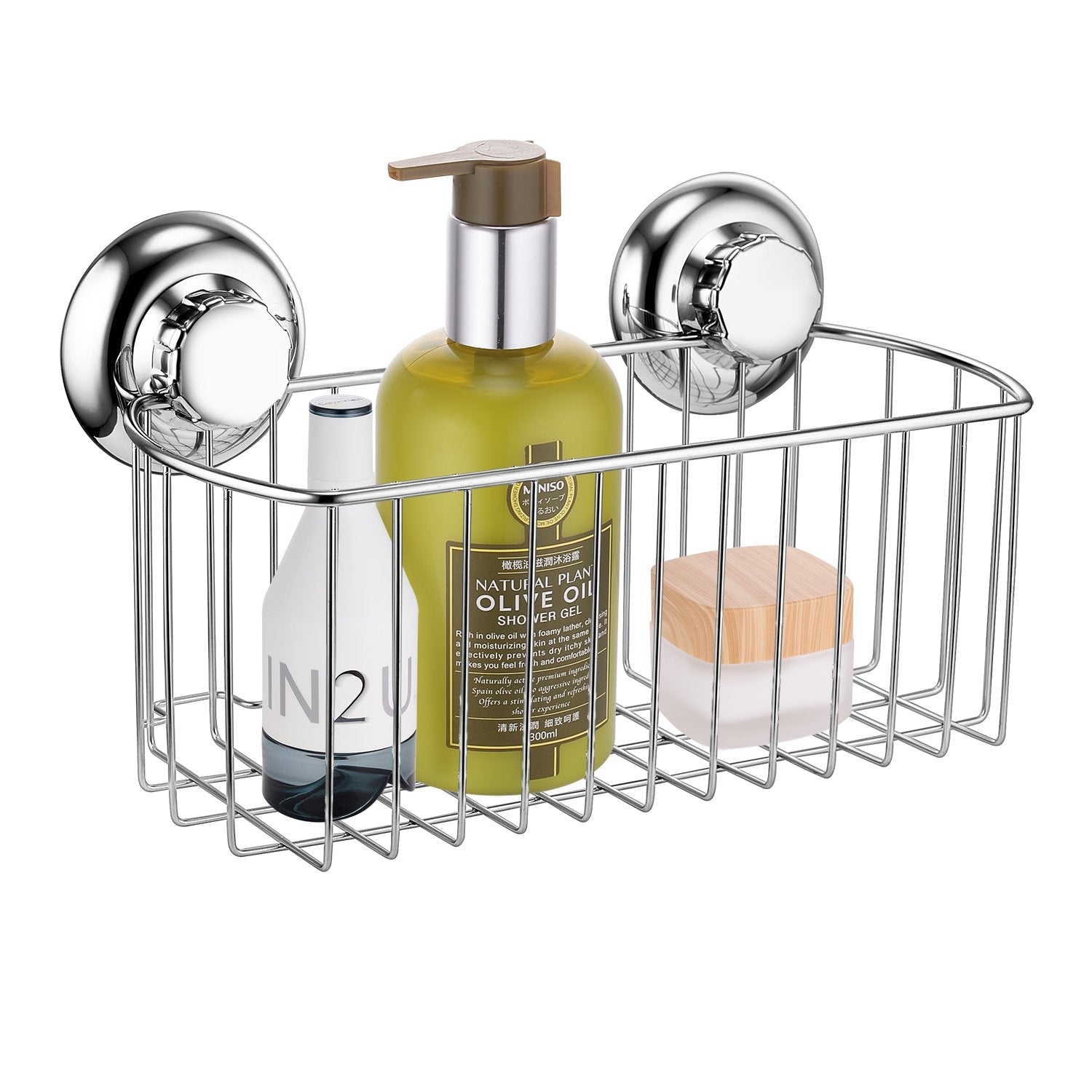 MaxHold Stainless Steel Suction Cup Storage Basket – No-Drill Caddy