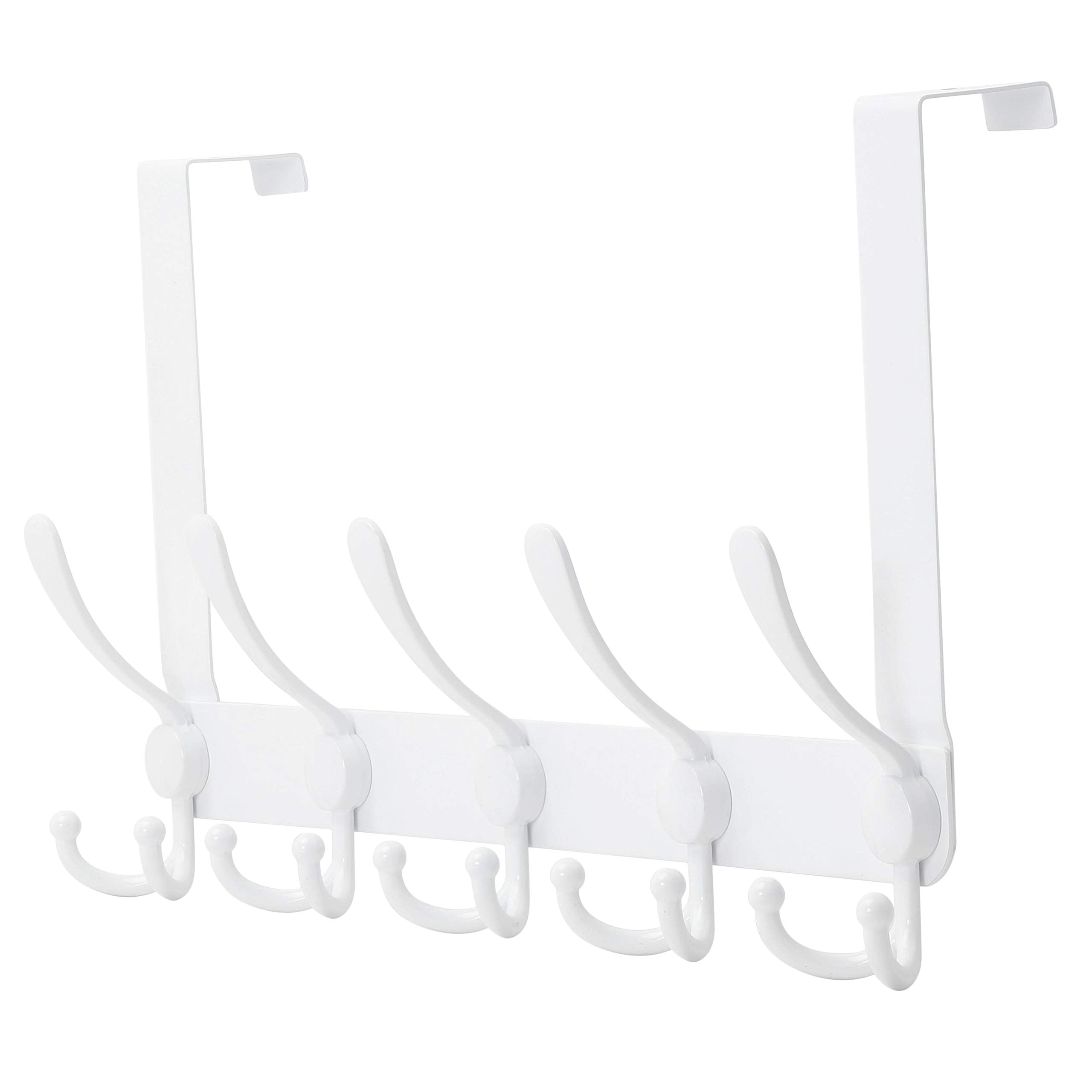 Dseap Over the Door Hook Hanger – Heavy Duty 5 Tri Hook Towel Rack, White
