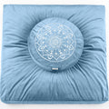 Hihealer Meditation Cushion and Zabuton Mat Set | Velvet Zafu Pillow, Blue