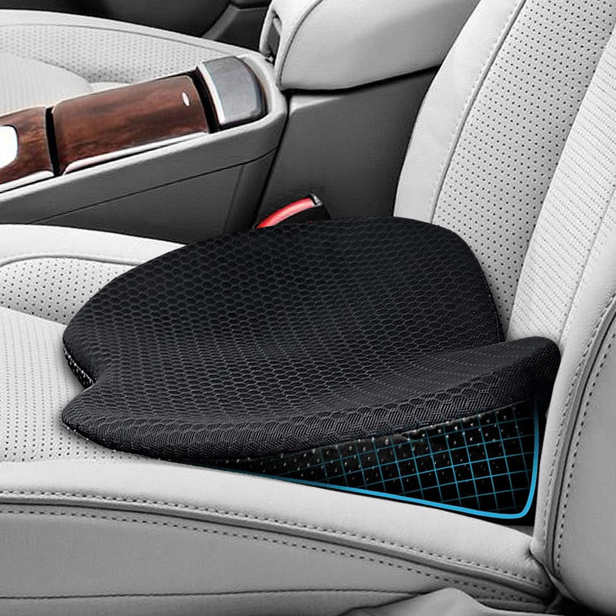 HIAHXC Memory Foam Car Seat Cushion Wedge Driver Cushion for Sciatica - image 1