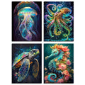 Muzagroo Art 5D Diamond Painting Kits - 4 Pack Turtle DIY Gem Art, 12x16in