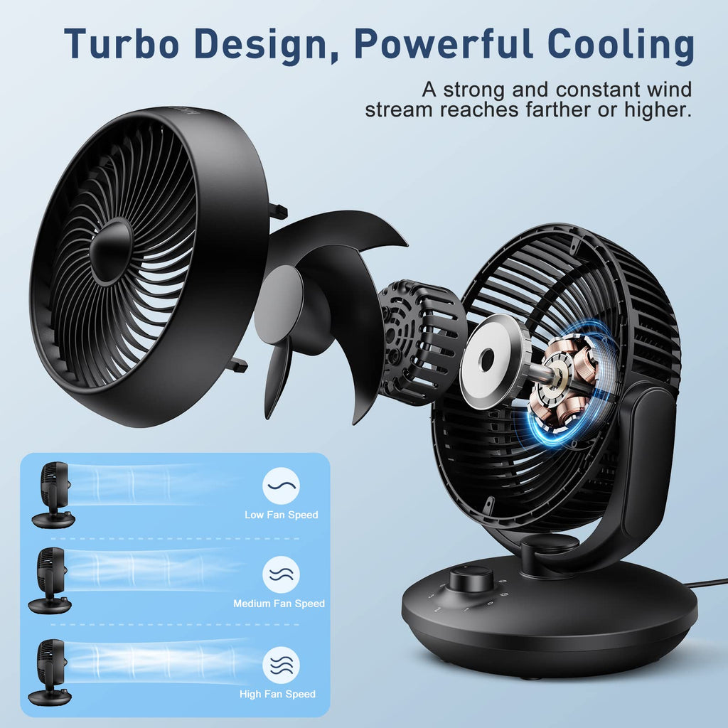 Jolof Store Air Circulator Desk Fan – Silent Oscillating Portable Fan