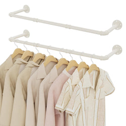 YheenLf 100cm Industrial Pipe Clothes Rail, Hanging Rod, White, 2 Pack - image 1