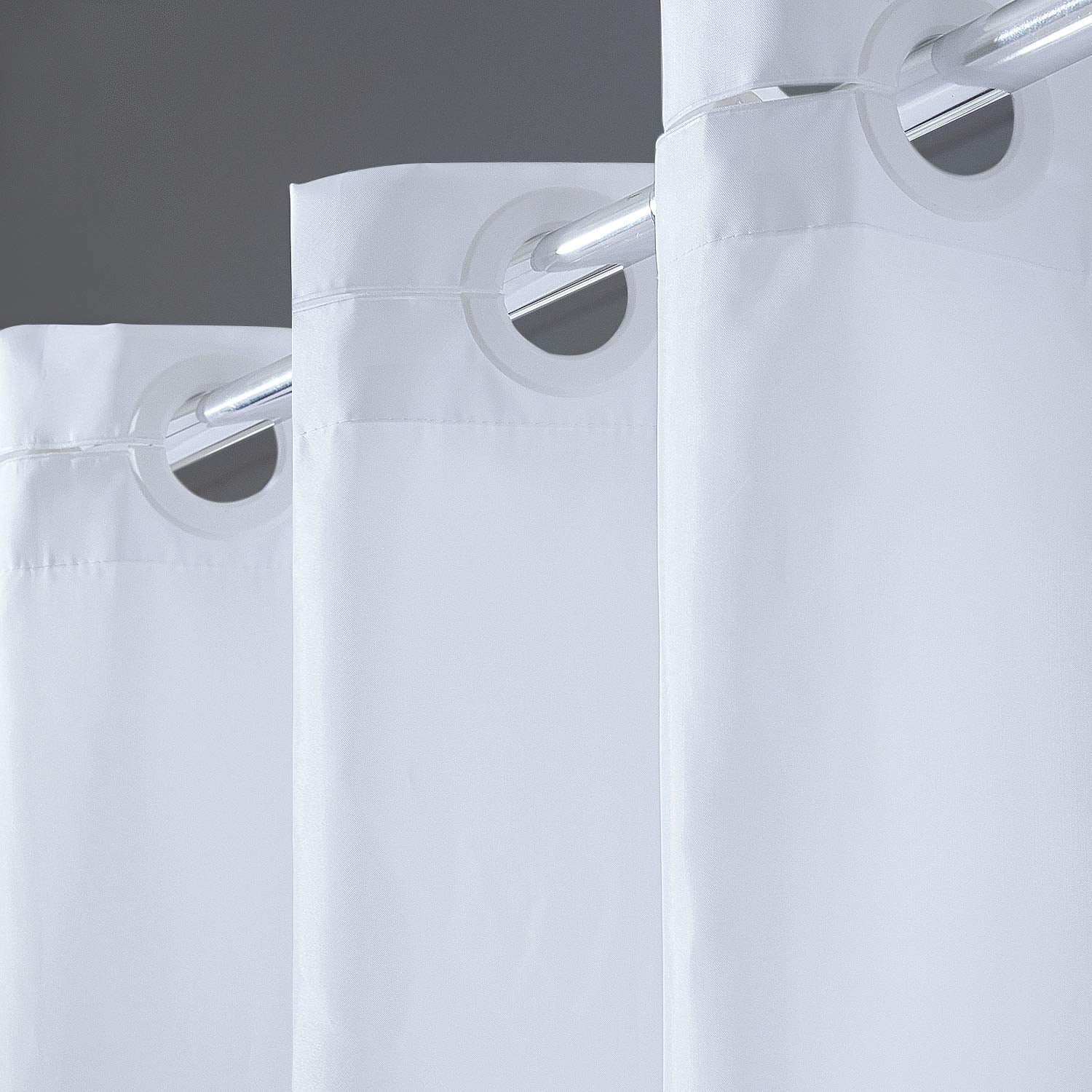 Furlinic Hookless White Shower Curtain – Anti-Mould Polyester 47x72"