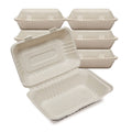 Disposable Green Bagasse Clamshell Food Containers - 125 Pack