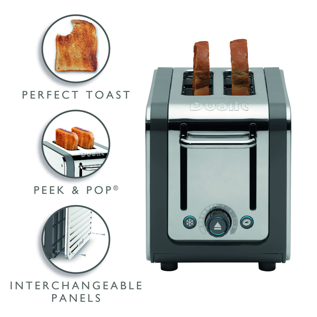 Dualit Architect 2 Slice Toaster | Stainless Steel with Grey Trim