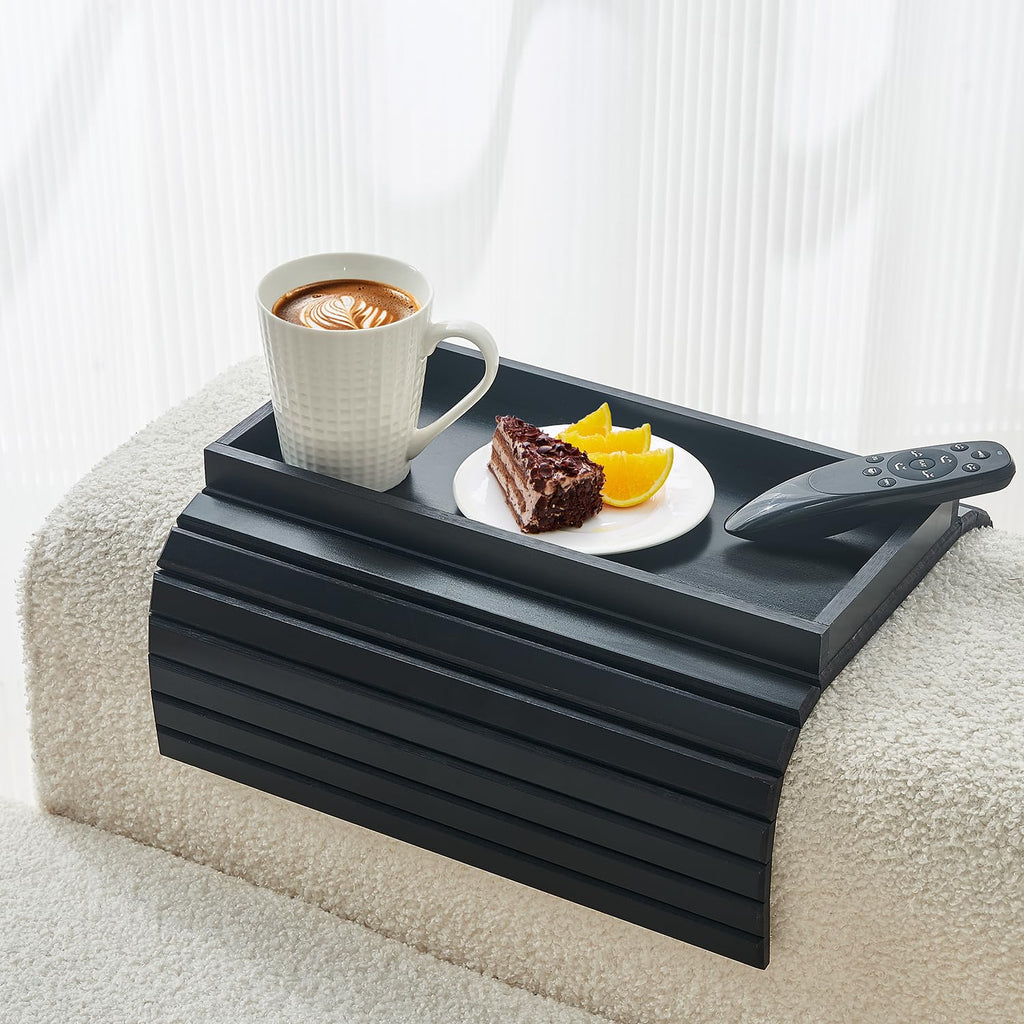LOVYANXUE Bamboo Sofa Arm Tray, Anti Falling Couch Arm Tray Table, Foldable Couch Armrest Table, Portable Sofa Armrest Trays Cup Holder for Drink - image 1