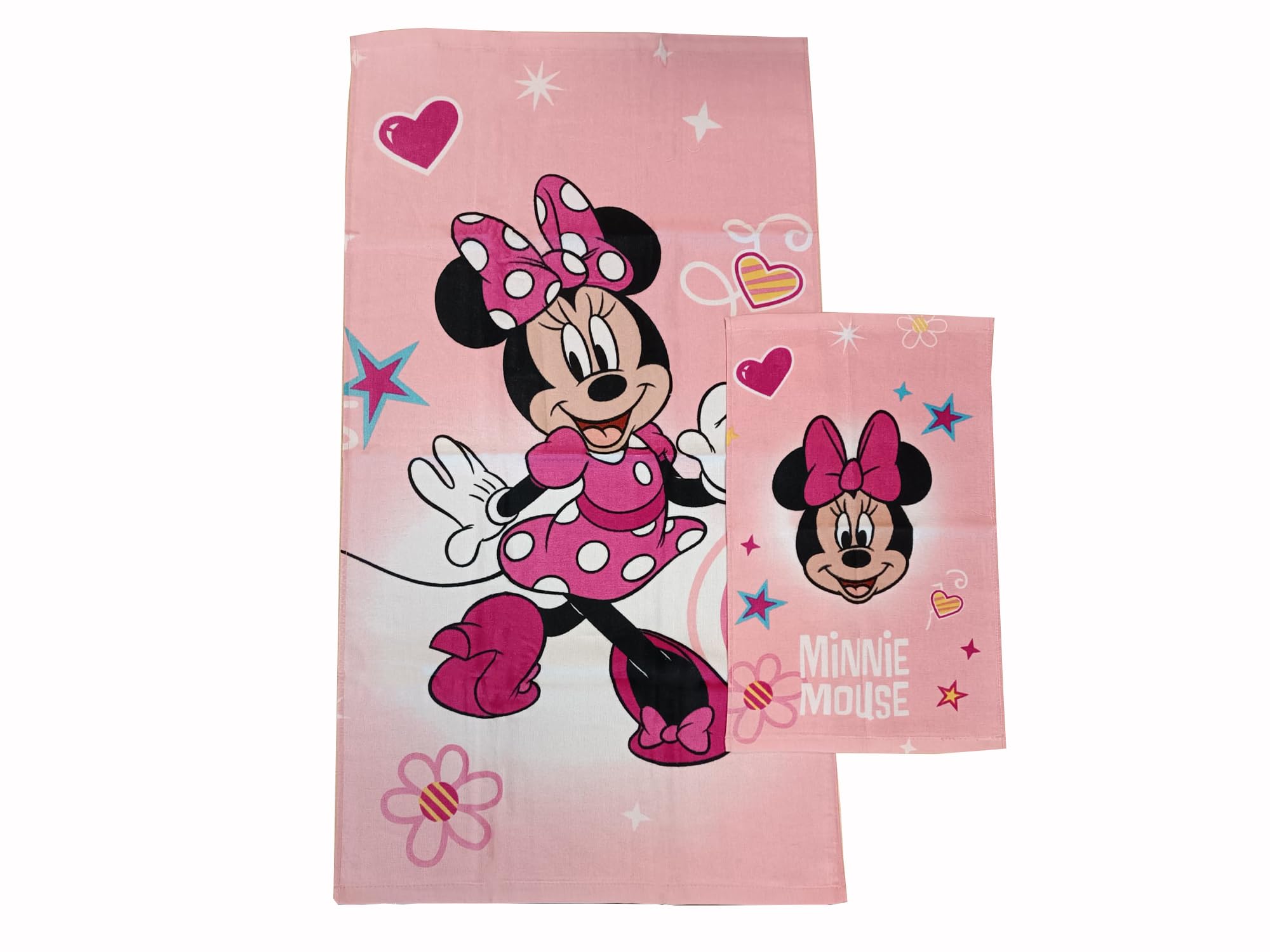 Disney Minnie Mouse Pink Cotton Bath Towel Set | 2-Piece Terry Towels