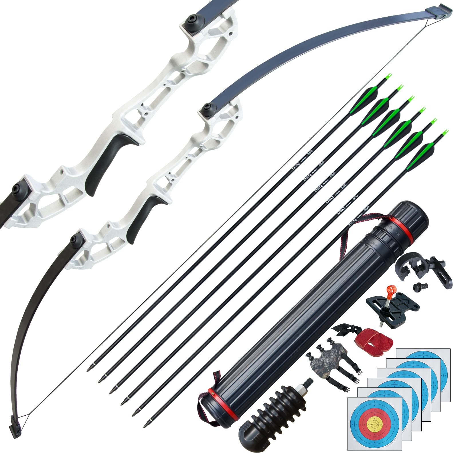 D&Q Takedown Recurve Bow and Arrow Set - 50" Hunting Archery Kit
