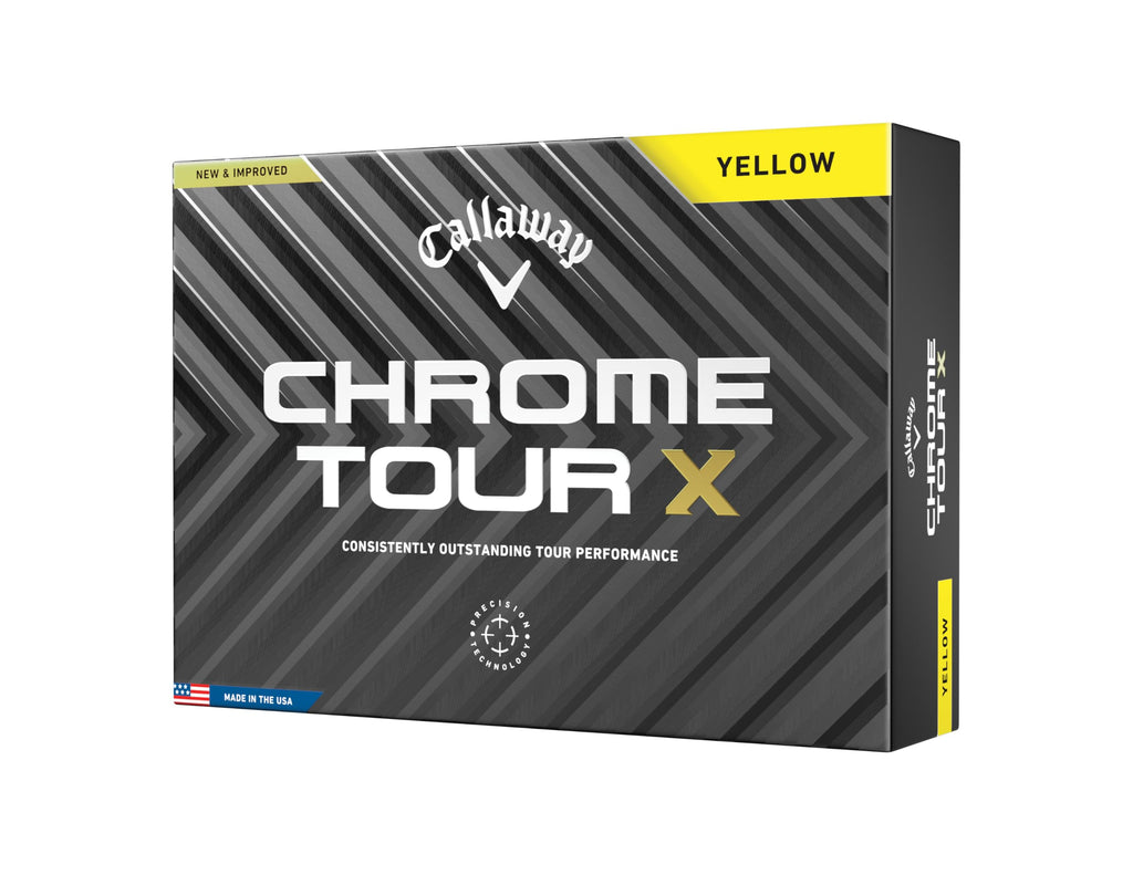 Callaway Chrome Tour X 2024 Premium Golf Balls – Yellow, 12 Pack