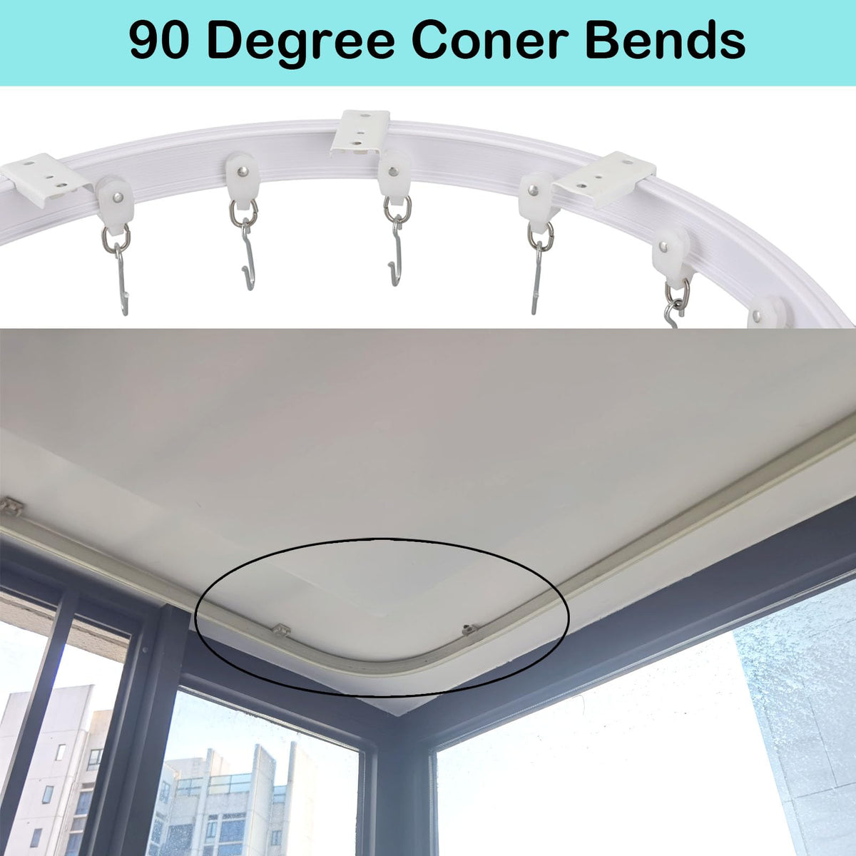 2M Curtain Rail Ceiling Curtain Track Bendable Flexible Curtain Rails and Fittings for Room Divider,Bay Window,Oval Shower,Bathroom Window,RV Rail - image 5