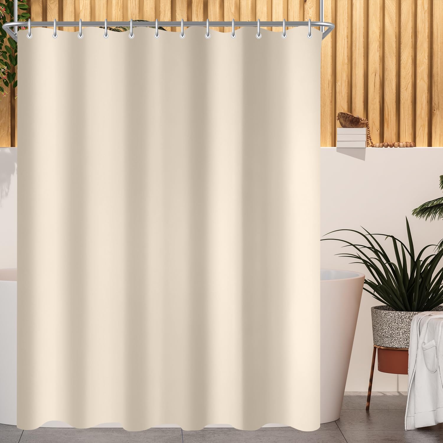 Beige Shower Curtain | 160x160cm Anti-Mold Waterproof Polyester